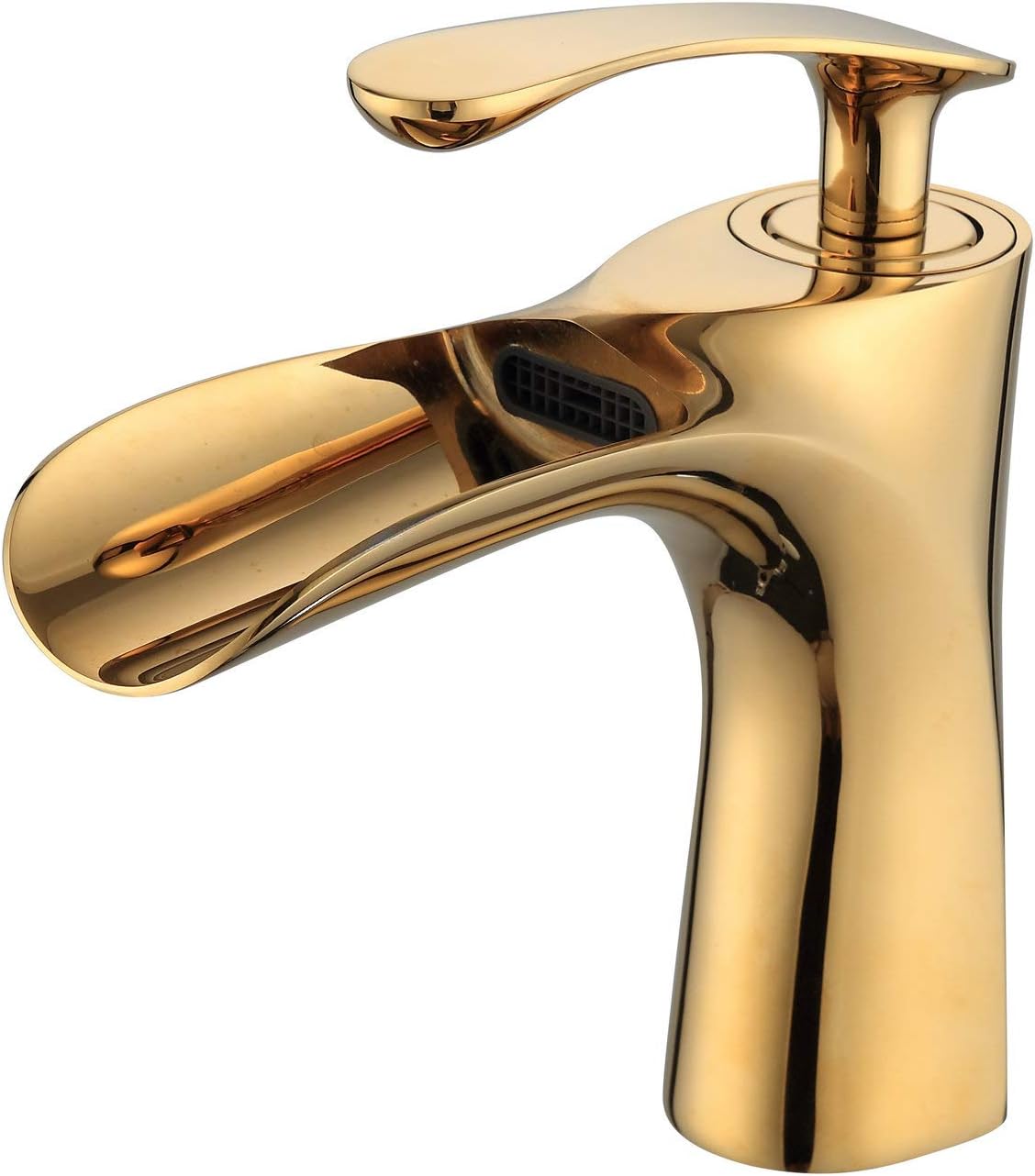 Rubinetto Pour Lavabo Da Bagno Di Lusso, Rubinetti A Cascade A Maniglia Singola, Finition Oro Lucido, Per Bagno A 1 Foro