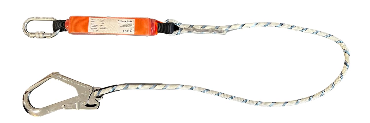 Corde Anti-chute 2 M Avec Absorbeur D'Énergie À Arracher, Mousqueton En Acier Et Crochet D'Échafaudage Conforme À La Norme En355