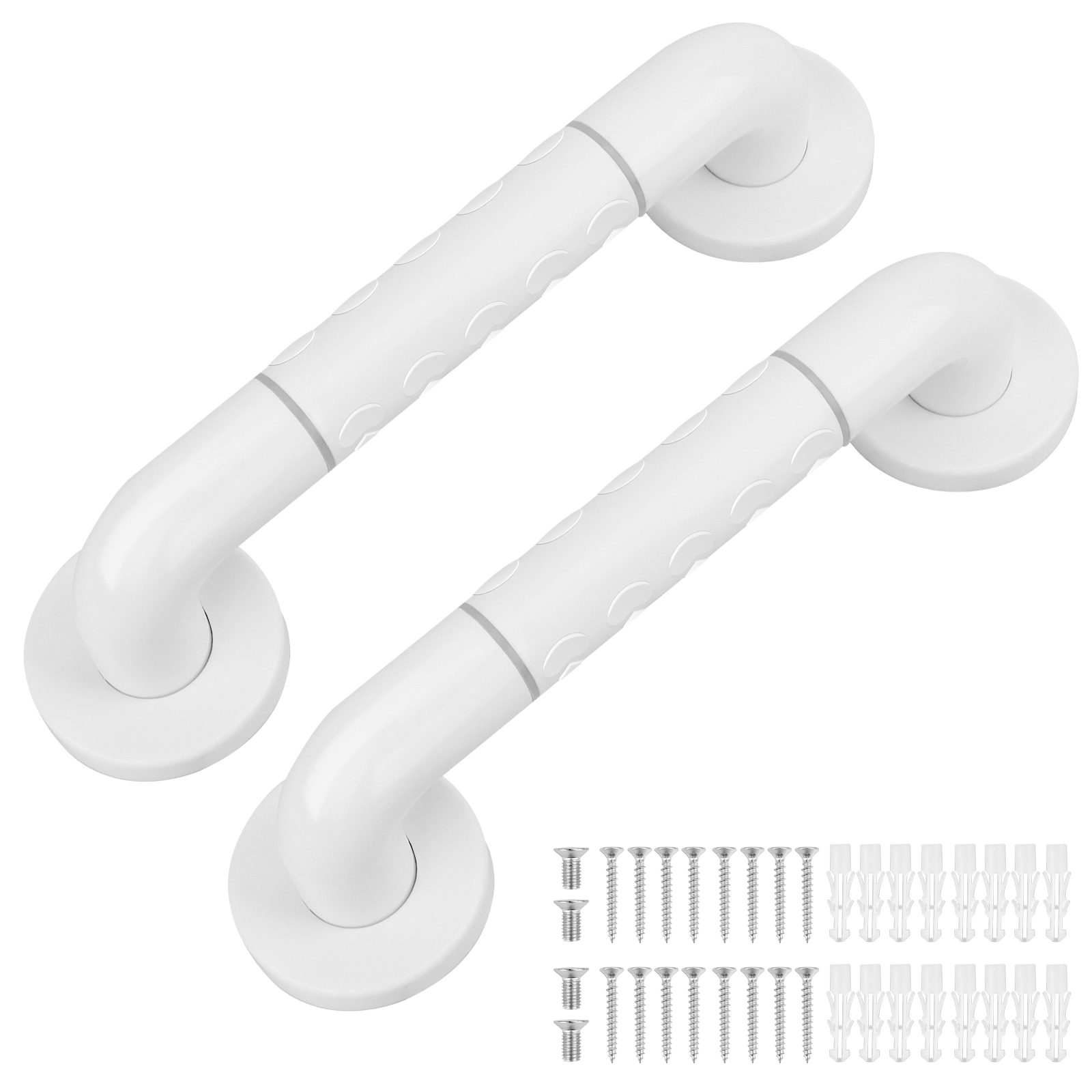 Lot De 2 Barres D'Appui Antidérapantes De 30 Cm Pour Salle De Bain Avec Cercles Lumineux, Rampes De Baignoire Et Poignée De Douche