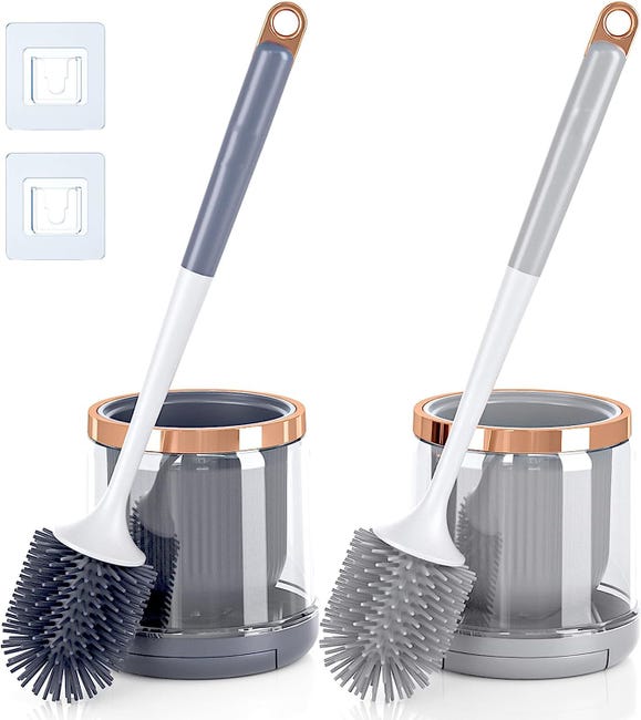 Lot De 2 Brosses De Toilette Et Support Avec Pince À Épiler À Long Manche,brosse De Nettoyage Pour Cuvette De Toilette Pour Un Nettoyage En Profondeur