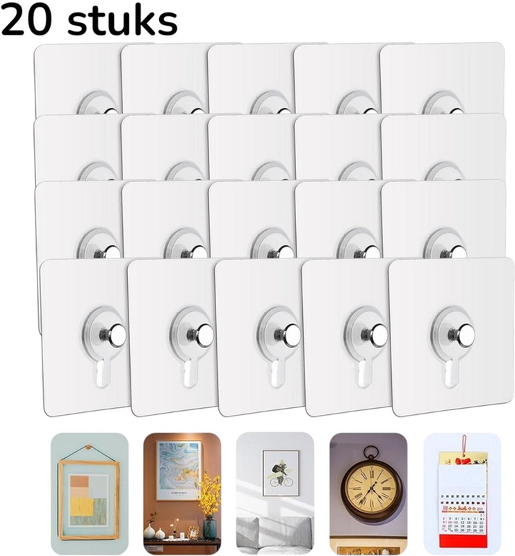Lot De 20 Crochets Adhésifs Pour Fixation Murale, Sans Traces, Pour Salle De Bain Et Cuisine (vis À Tête Plate)
