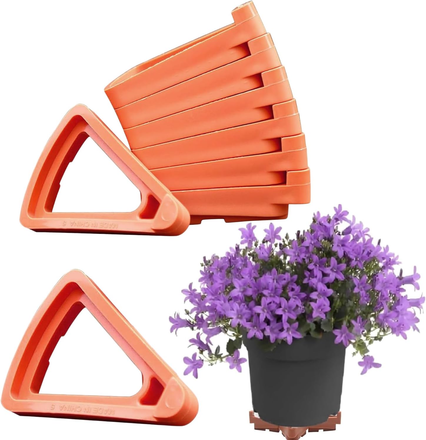 Lot De 24 Supports Triangulaires Respirants Pour Pots De Fleurs - Supports Invisibles - Pour Intérieur Et Extérieur