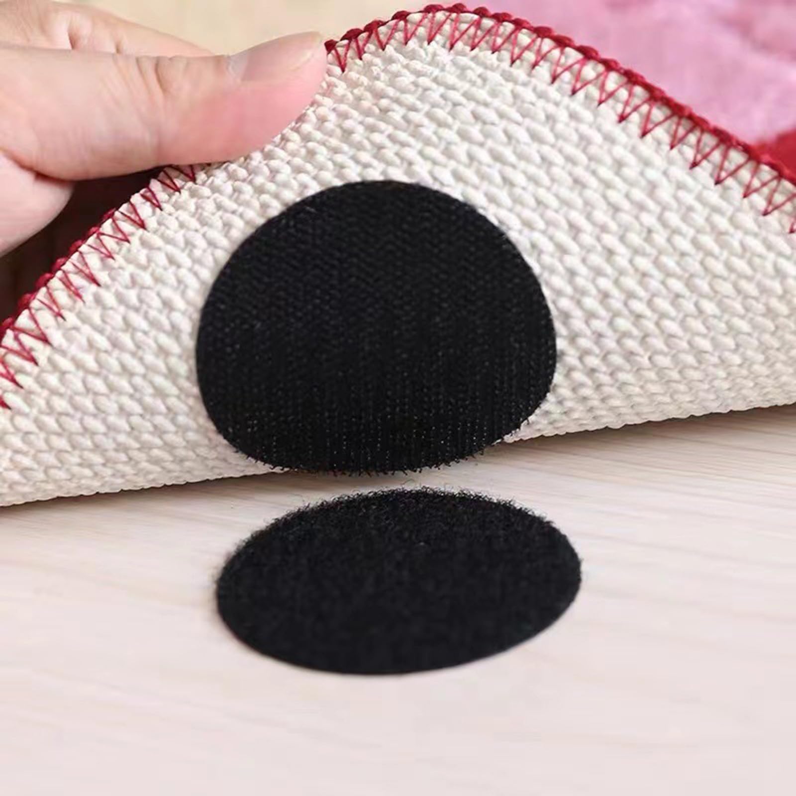 30-pack - Naadloze Bankplakband - Antislip En Antislip - Geschikt Voor Beddengoed, Tapijten, Tafelkleden - Dubbelzijdig Klittenband Met Zelfklevende Achterkant - Rond 5 Cm - Zwart