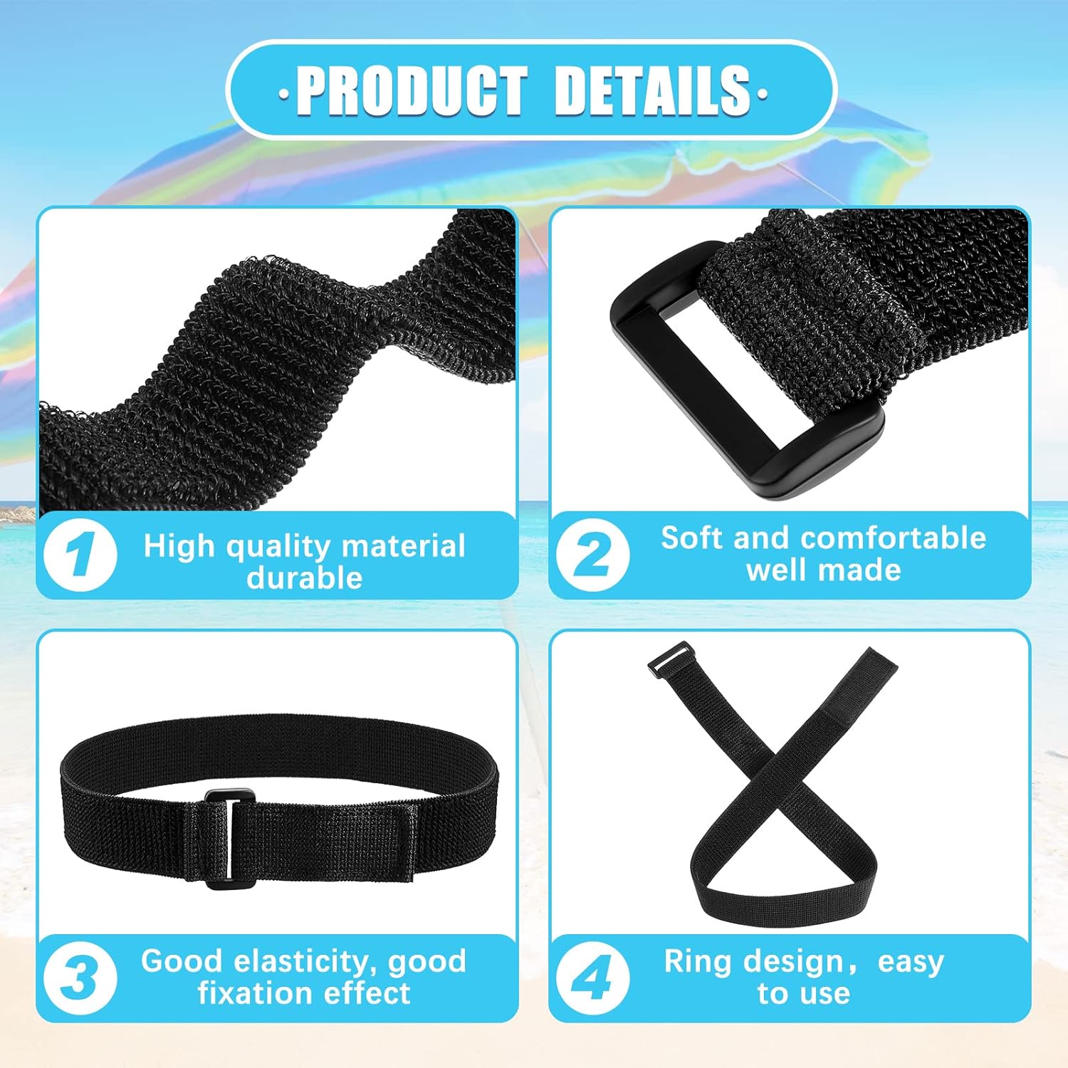 Fabbay Paquete De 6 Correas Reutilizables Para Sombrilla De Patio, Correas De Seguridad Ajustables Para Sombrilla Multiusos, Accesorios Para Sombrilla De Patio