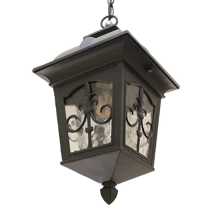 Lustra Exterior, Qttvbtna, Aluminiu Si Sticla, Negru, 18x36cm