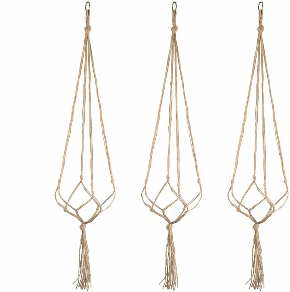 3er Pflanzenhänger, Makramee Blumentopf Pflanzen Halter Blumenampel Aufhänger Aus Jute Hängen Dekoration Für Garten Haus