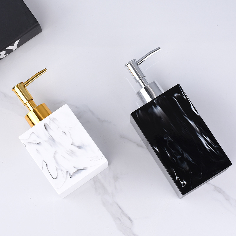 Dispensador De Jabón Cuadrado Estilo Mármol Negro, Dispensador De Jabón Líquido Cuadrado Decorativo Para Jabón De Manos, Lavavajillas.