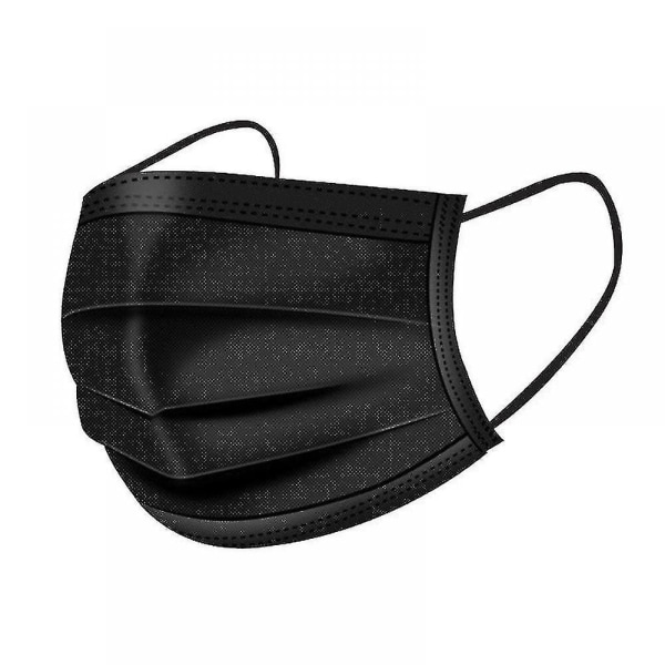 100pcs Disposable Face Masks Breathable Triple Layer Mouth Cover With Elastic Ear Loops(black)
