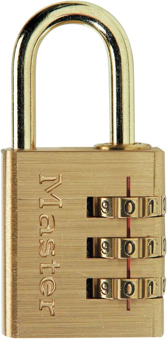 Master Lock 630eurd Cadenas À Combinaison À 3 Chiffres En Aluminium Et Finition Laiton, Doré, 6,5 X 3 X 1,5 Cm