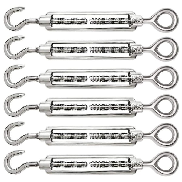 Lot De 6 Tendeurs De Câble M6 Réglables En Acier Inoxydable 304 Avec Crochet Et Œillet Pour Câble Métallique. Accessoires Inclus.