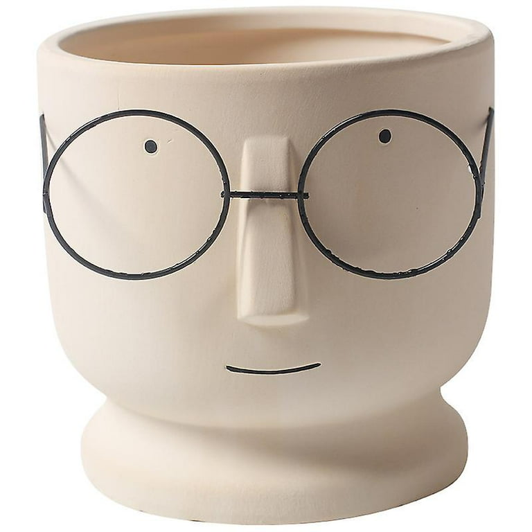Vases Créatifs En Forme De Visage, Pots De Fleurs, Jardinières Pour Cactus, Décoration Pour La Maison, Le Bureau Ou Un Mariage, Pots De Fleurs En Ciment En Forme De Visage, Petits Pots En Céramique Po
