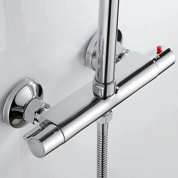 Mitigeur Thermostatique De Douche À 2 Sorties (haut Et Bas) En Laiton Chromé, Anti-brûlure Pour Baignoire.