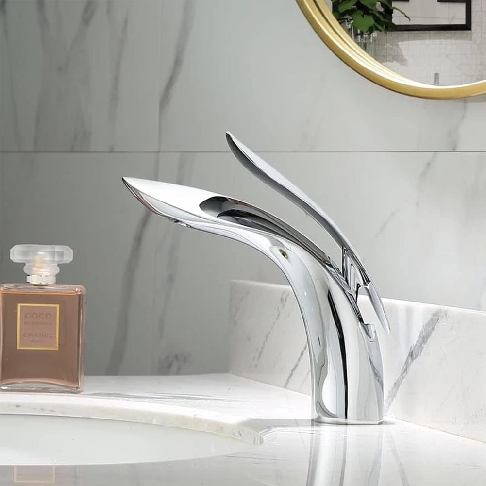 Robinet Lavabo Robinet Salle De Bain, Moderne Design Élégant Laiton Mitigeur Lavabo, Eau Chaude Et Froide Disponible, Valve En Céramique