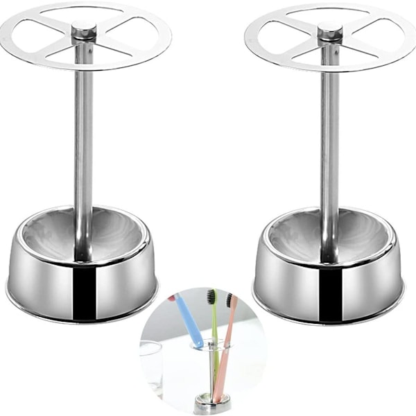Tandborsthållare I Rostfritt Stål, 2-pack, Metalltandborsthållare, Badrum Eller