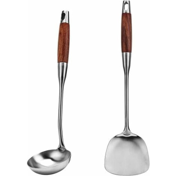 Spatule De Wok En Acier Inoxydable 304 Et 2 Pièces D'Étiquette À Main De Séchage Résistante À La Chaleur Ensemble De Köksredskap D'Étiquette À Main Långt