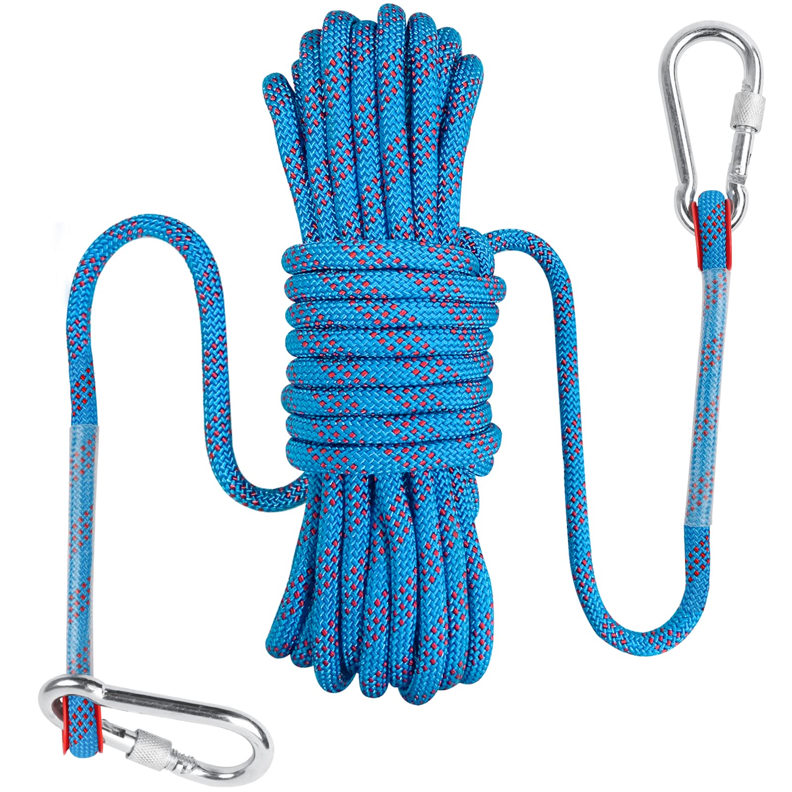 Corde De Sécurité En Nylon De 9 Mm - Pour L'Extérieur - Haute Résistance - Avec Mousqueton - Pour La Survie D'Urgence, Le Sauvetage D'Incendie - Poids : 1500 Kg