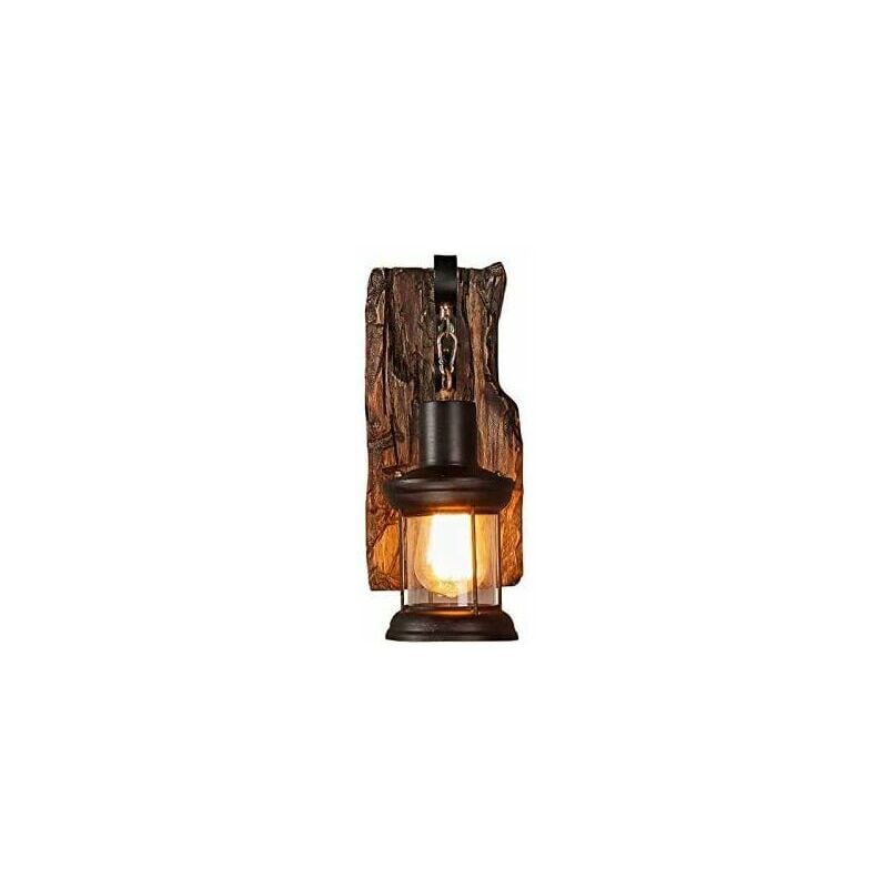Wall Lights / Wall Washer Vintage Wood Wall Light, Vintage Metal Glass Wall Light E27 Base Wall Lighting Rustic Wood Wall Light And Vintage Antique Living Room Wall Light