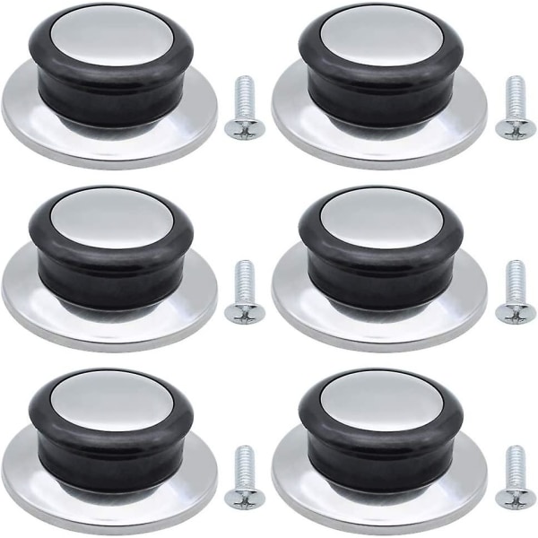 Lot De 6 Boutons Grytlock En Bakélite Et Acier Inoxydable Résistant À La Chaleur, Poignée De Rechange Universelle Liftknoppar Avec Vis Pour Cuisinière Grytor