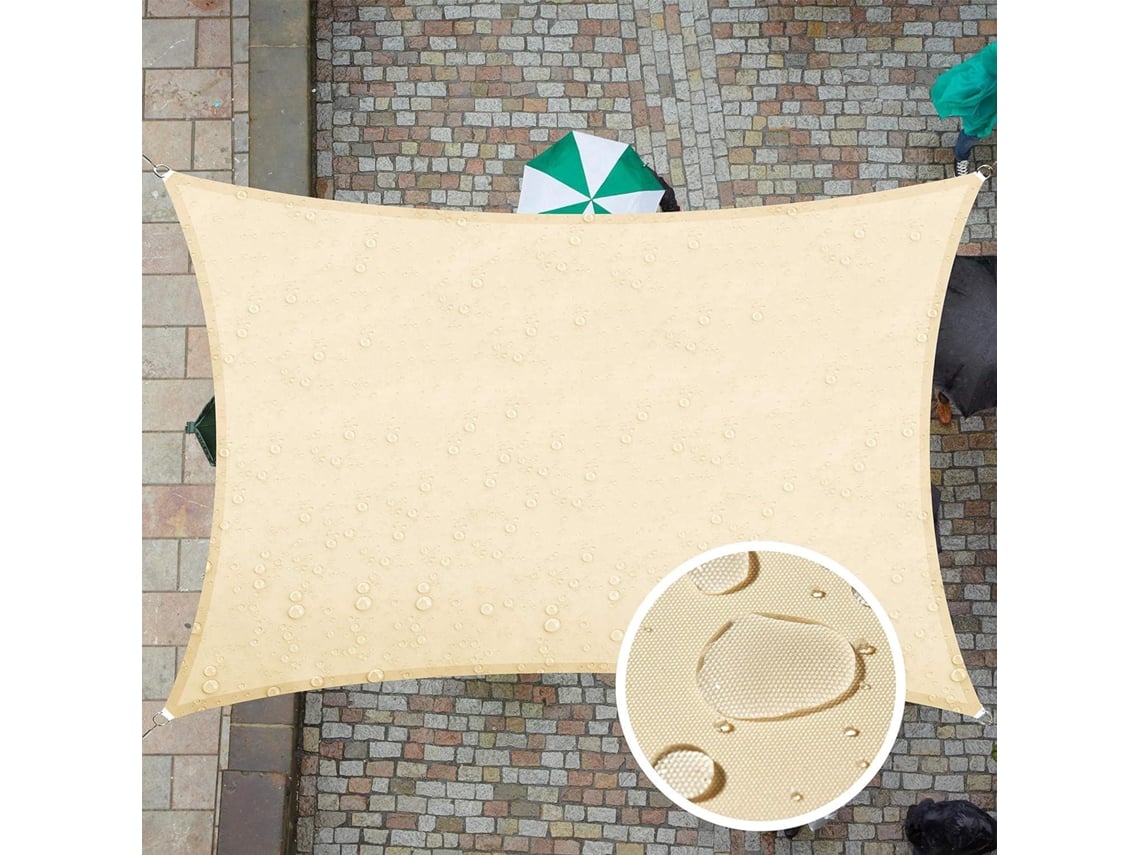 Sol De Protection Rectangulaire De 2x5 M, Protection Solaire À L'Eau Avec Blocage Uv Pour Terrasse, Jardin, Terrasse, Zone Extérieure, Véranda, Bege Ehstmind