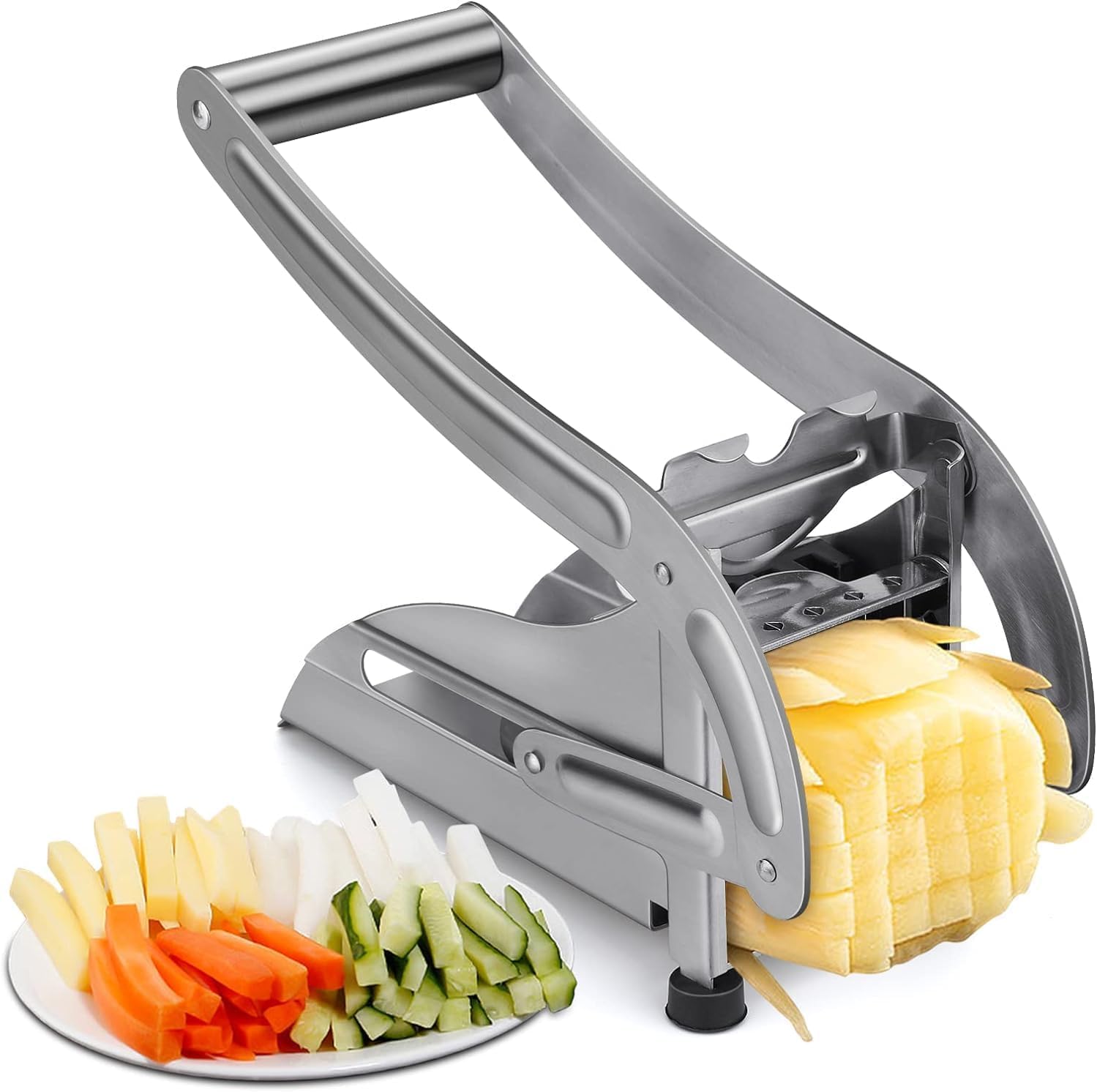 Coupe Frite Professionnel,coupe Pommes De Terre,coupe Frites Manuel Avec 2 Lames En Acier Inoxydable Pour Couper Des Pommes De Terre,des Concombres