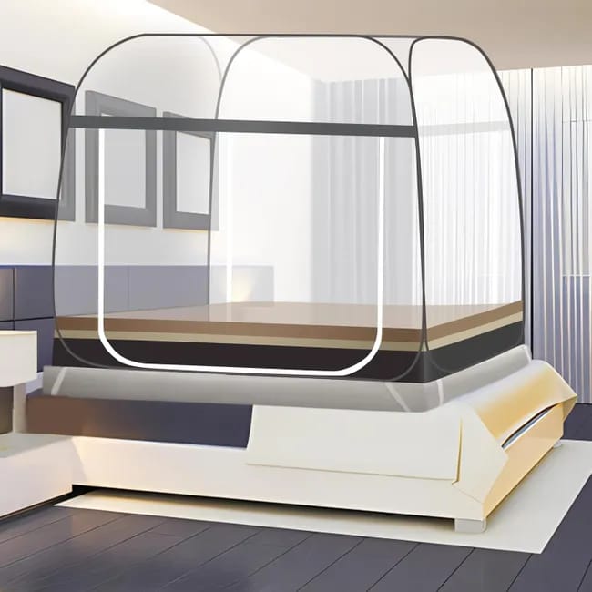 (200 180 155cm) Moustiquaire Pour Lit, Tente Portable De Voyage Pliable Avec Double Porte Avec Fond Facile À Installer, Efficace Contre Les