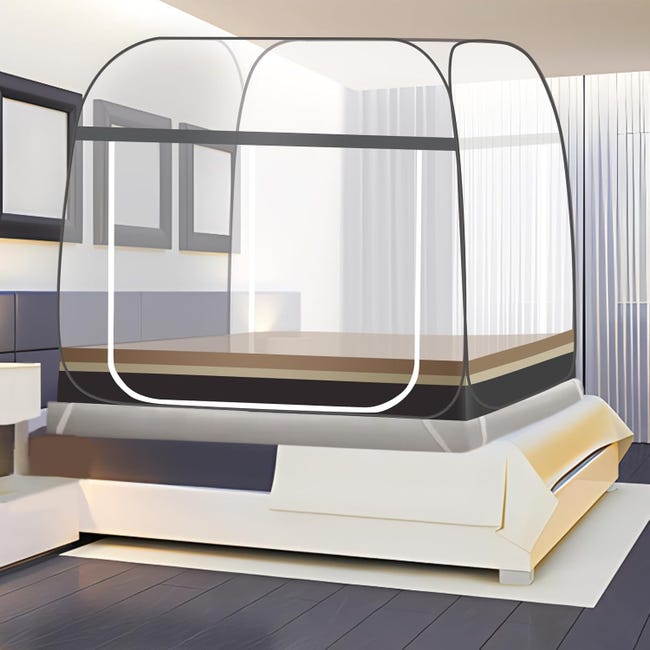 (200 150 150cm) Moustiquaire Pour Lit,tente Portable De Voyage Pliable Avec Double Porte Avec Fond Facile À Installer, Efficace Contre Les Bites