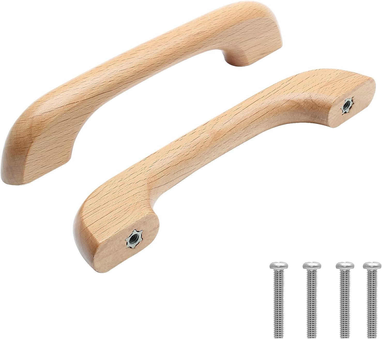 Lot De 10 Poignées En Bois Naturel Pour Meubles : Poignées De Placard, Poignées De Tiroir, Poignées De Penderie, Entraxe De 9,6 Cm.
