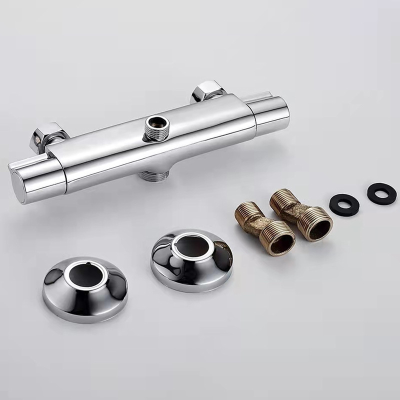 Mitigeur Thermostatique De Douche 2 Sorties Haute Et Basse Robinet Mélangeur Anti-brûlure En Laiton Chromé Pour Salle De Bain Baignoire