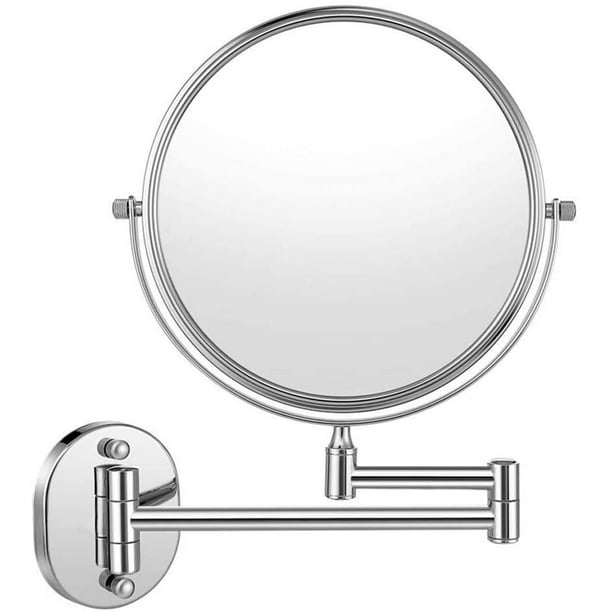 Ih Extendable Bathroom Mirror 10x Hanging Wall Mounted Makeup Round Double-sided 360° Swivel Magnification Vanity Cosmetic Mirror Chrome Finish For Bath, Spa And Hotel