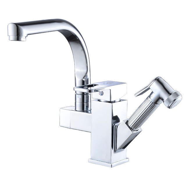 Mitigeur De Cuisine Avec Bec Extractible Moderne En Laiton Bec Haut Pivotant À 360 ° Robinet Extractible Évier Robinet À 2 Becs