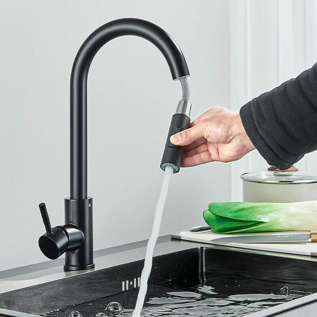 Mitigeur De Cuisine Avec Douchette Extractible, 2 Modes De Réglage, Extractible Haut, Pivotant À 360°, Eau Chaude Et Froide (sku Produit : 94940437 Sku Offre : Lehuamwj479)