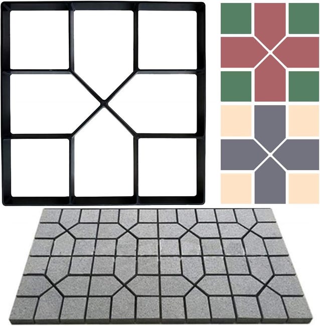 Moule À Béton Pour La Fonte De Plaques De Trottoir Chemin Maker Mould À Pavés Diy 40 X 40 Cm Pour Pavage En Dalles De Ciment Pour Terrasse, Jardin
