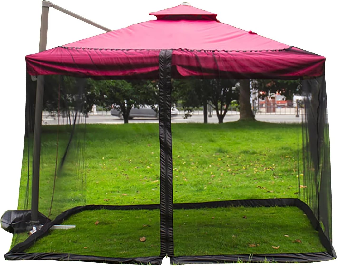 Moustiquaire Parasol 3m Avec Fermeture Éclair Et Carré Lesté, Réglable, Adapté Au Jardin Extérieur (300300230 Cm)