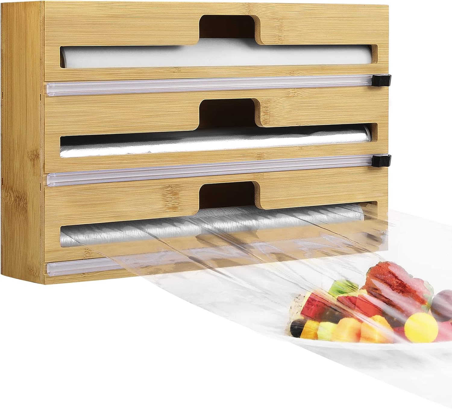 Distributeur Papier Aluminium Et Film, Distributeur Pour Film Et Aluminium De 30cm De Long, 3 En 1 Dérouleur Film Alimentaire Avec Coupe