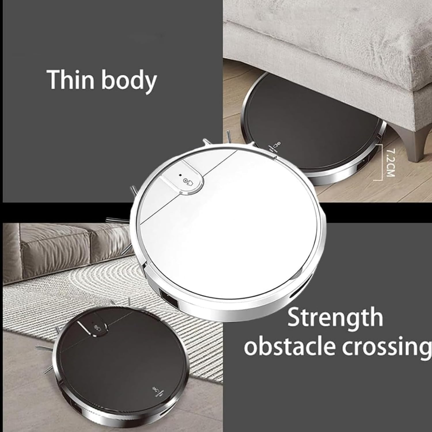 Générique Smart Dual-mode Robot Vacuum, Smart Robots Vacuum And Mop 2-in-1 Combo, Tangle-free Tech, For Pet Hair, Strong Suction Power, For Hard Floor Carpet, Robot Vacuums (white)