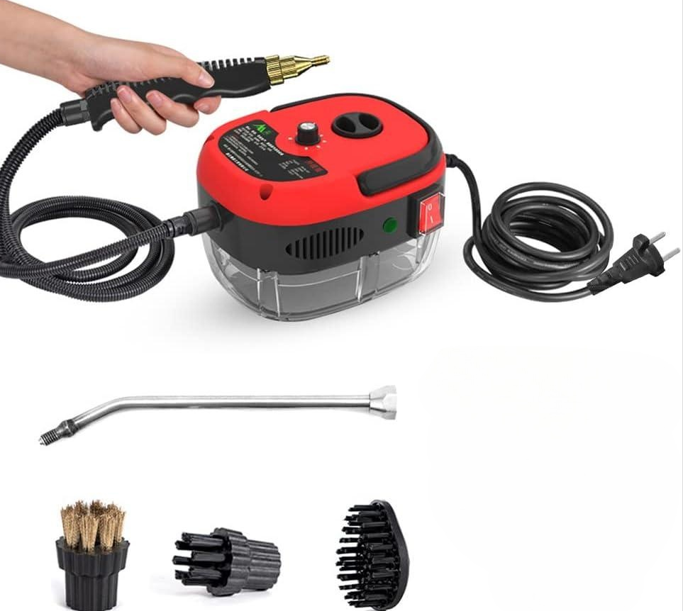 Nettoyeur Vapeur À Main 2500 W, Haute Pression (3 Bars), Réservoir D'Eau De 1000 Ml, 6 Vitesses Réglables, 3 Têtes De Brosse Incluses, Chauffe Rapide