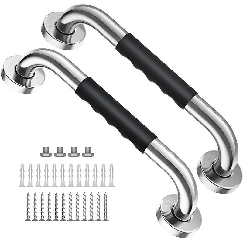 Lot De 2 Barres D'Appui Antidérapantes De Sécurité En Acier Inoxydable Pour Wc Et Baignoire - 30 Cm