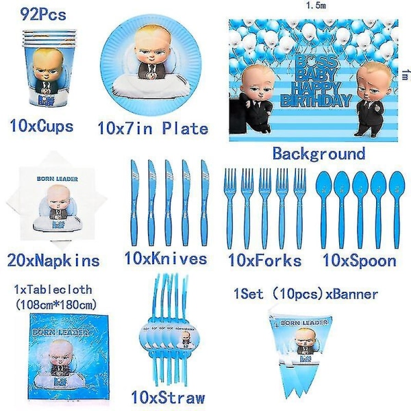 Fournitures De Fête Pour Baby Boss, 92 Pièces, Pour Garons Baby Boss Anniversaire