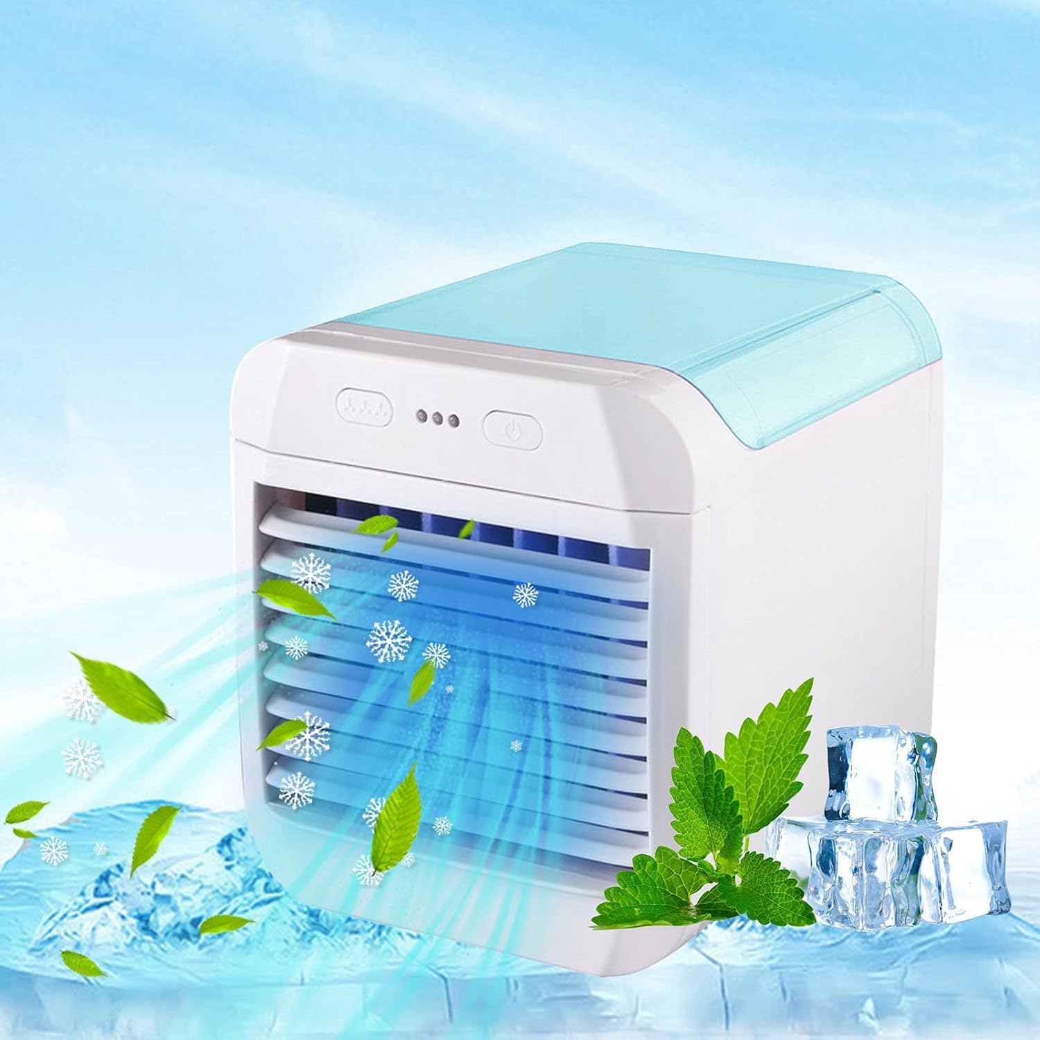 Ventilateur Climatiseur Portable, Rafraîchisseur D'Air Alimenté Par Usb, Humidificateur, Mini Rafraîchisseur D'Air Personnel Ultra Silencieux, Idéal Pour La Famille, Les Voyages Et Le Bureau.