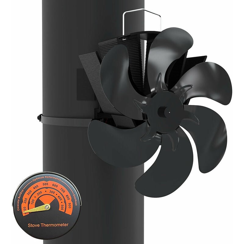 Ventilateur Poele Bois 6 Lames Avec Thermometre