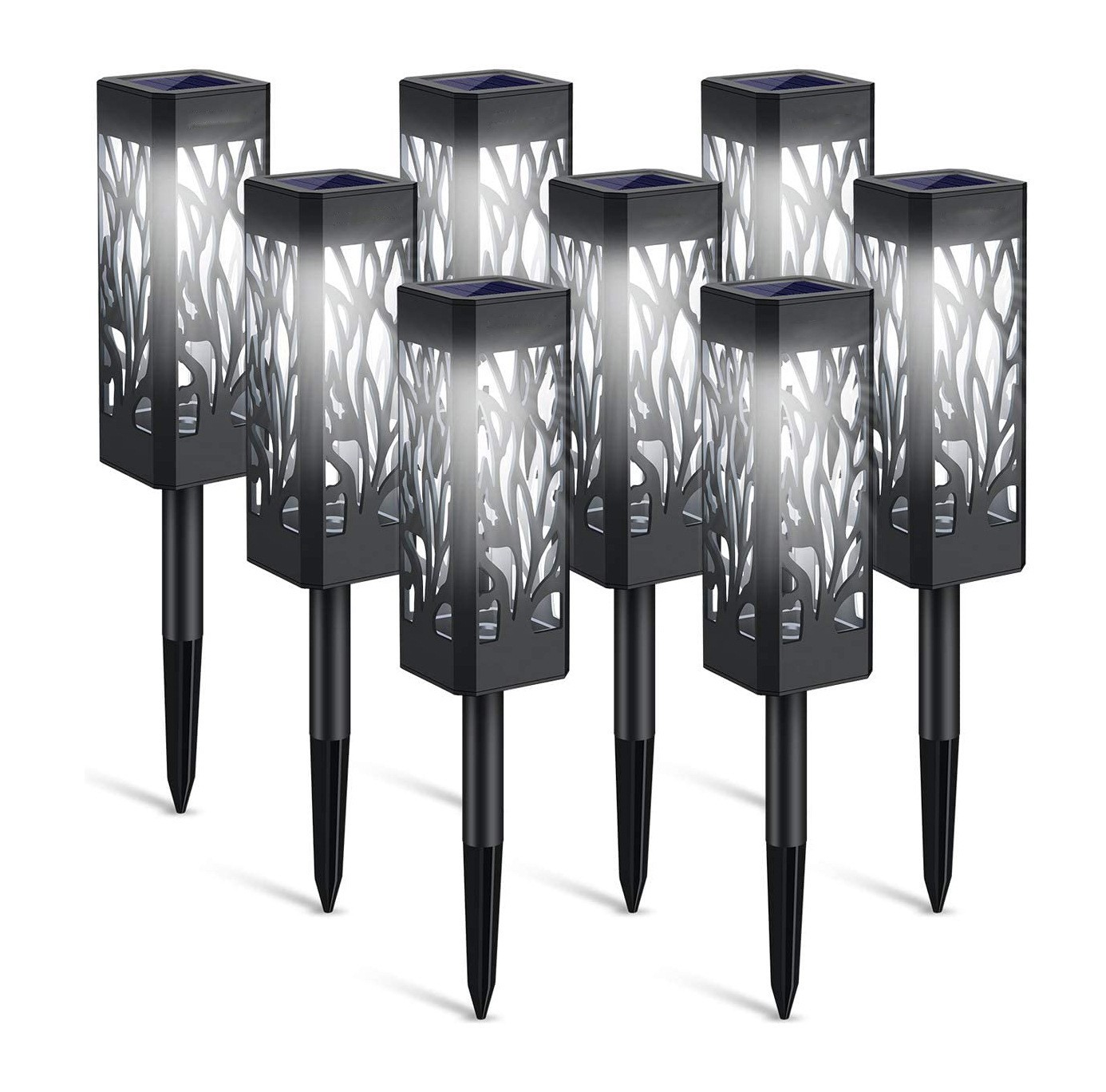 Lampes Solaires De Jardin Étanches À Led Avec Piquet En Acier Inoxydable, Décoratives Pour Allée, Patio, Pelouse, Noël (lot De 8)