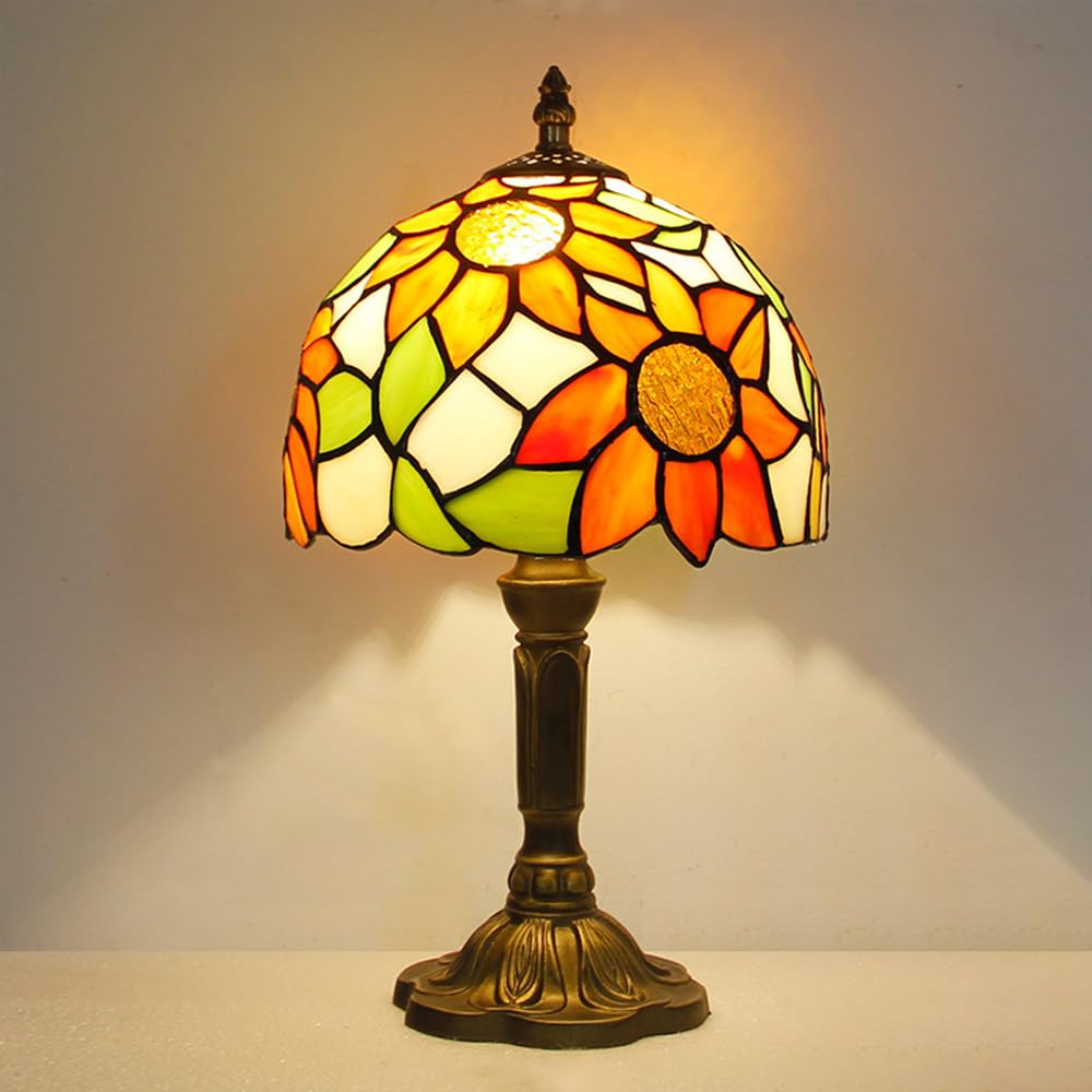 Lampe De Table De Style Tiffany, Lampe De Chevet Avec Abat-jour En Verre Tournesol, Adaptée Pour Chambre Et Salon(prise Européenne - Ampoule Incluse)
