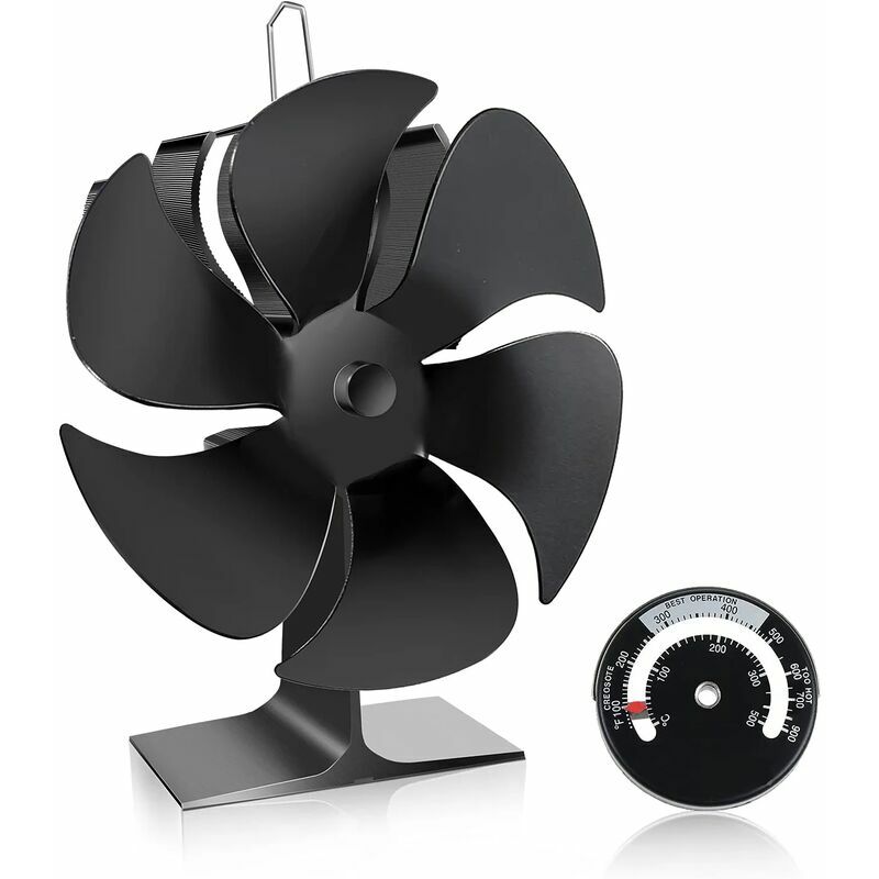 Ventilateur À Stoêle, Everent 6 Lames 50℃ Démarrage Opération Silencieuse Ventilateur Poele Bois, Alimenté Thermiquement Ventilateur Du Foyer, Stoêle Ventilateur, Ventilateur Cheminée, Poele A Gran
