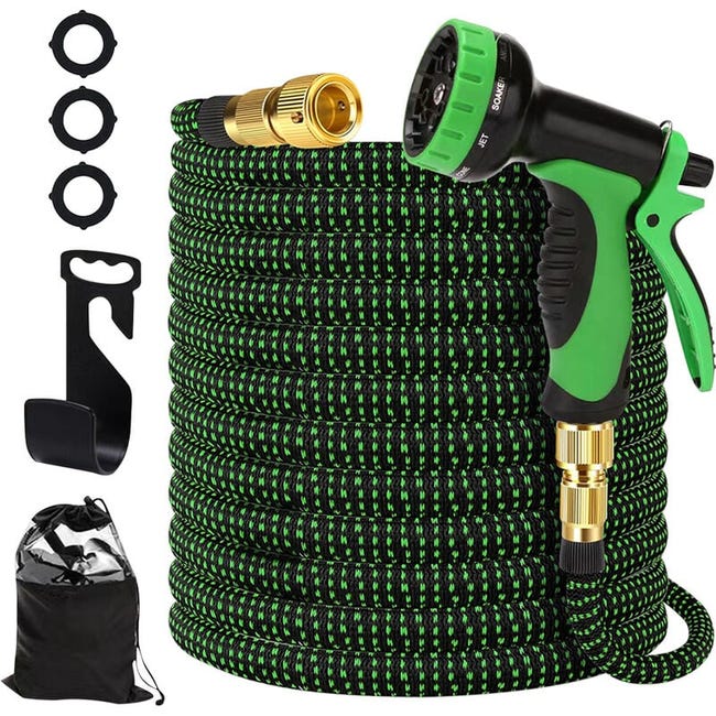 Pistolet À Eau Extensible De 22,5 M Avec 10 Fonctions, Connecteurs En Laiton De 19 Mm Et 12 Mm, Livré Avec Un Sac De Rangement. (sku Produit : 95504017 Sku Offre : Lehua25.3.28-12)