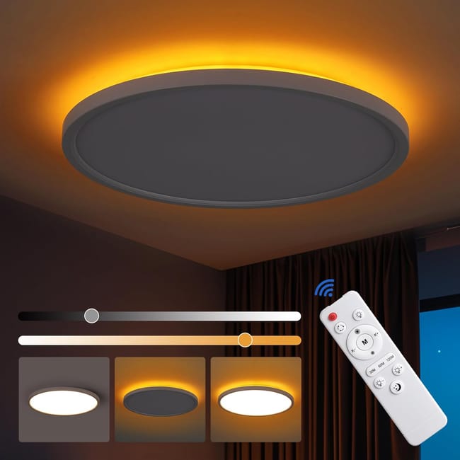 Plafonnier Led 1800k, Veilleuse À Intensité Variable, 3200 Lm, 3000-6500k, Avec Télécommande, Minuterie D'Ambiance Discrète, Plafonnier Réglable (sku Produit : 96813669 Sku Offre : Mkh25.7.22-24)