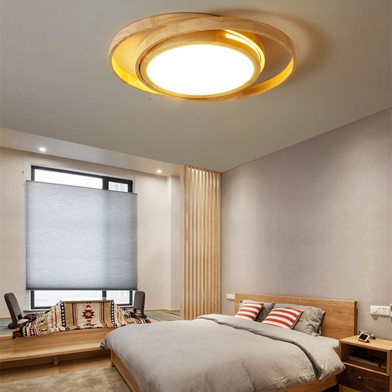 Plafonnier Led En Bois, 2 Anneaux Ronds Ø 62 Cm, Trois Couleurs, Idéal Pour Les Plafonniers De Chambre, Salon, Cuisine, Salle À Manger, Couloir.
