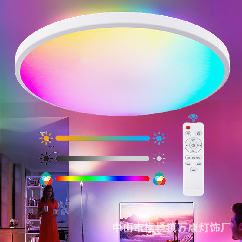 Plafonnier Led Rvb Réglable 24 W Avec Commande À Distance 30 Cm, Couleurs Du Panneau 2700 K-6500 K, Lumière Pour Cuisine, Dortoir, Salon, Chambre D'Enfant, Salle De Bain Moderne Rouge