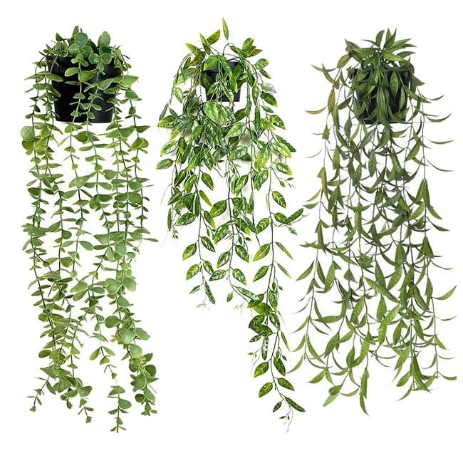 Plantes Suspendues Artificielles 3 Pièces, Fausses Plantes Pour Décoration Murale Intérieure, Styles Mixtes