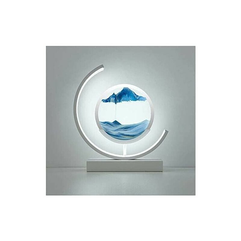 Feilai Flowing Sand Painting Table Lamps, 3d Quicksand Art Desk Lamp, Rotating Sand Painting Table Lamp, (half Circle)