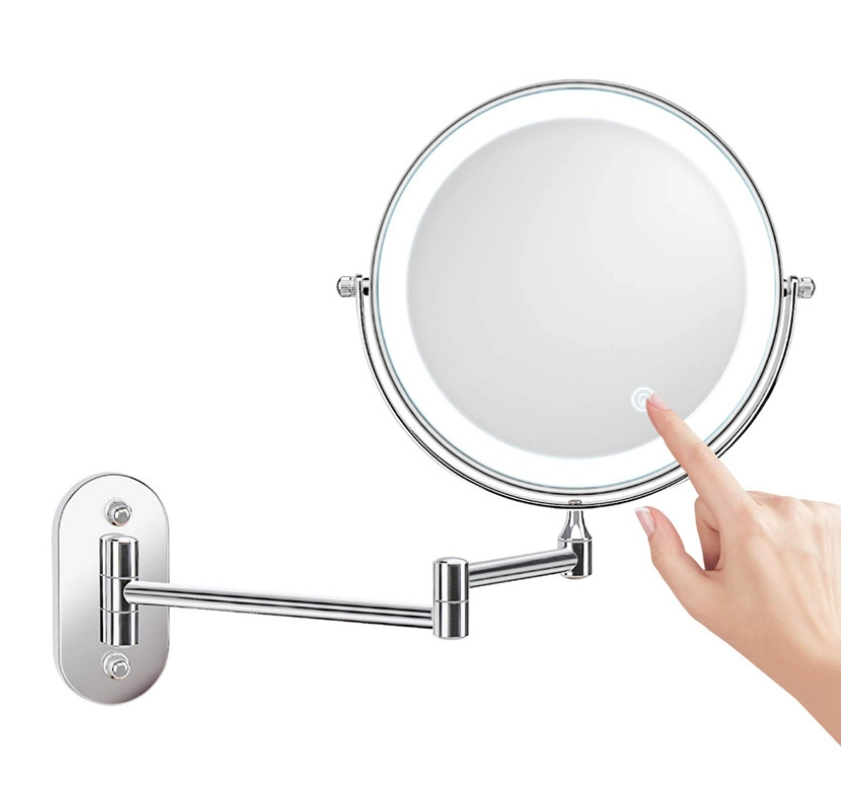 Miroir De Maquillage Mural Double Face À Led, Rechargeable, Plat, Grossissement Triple Et 7 Pouces - Modèle M